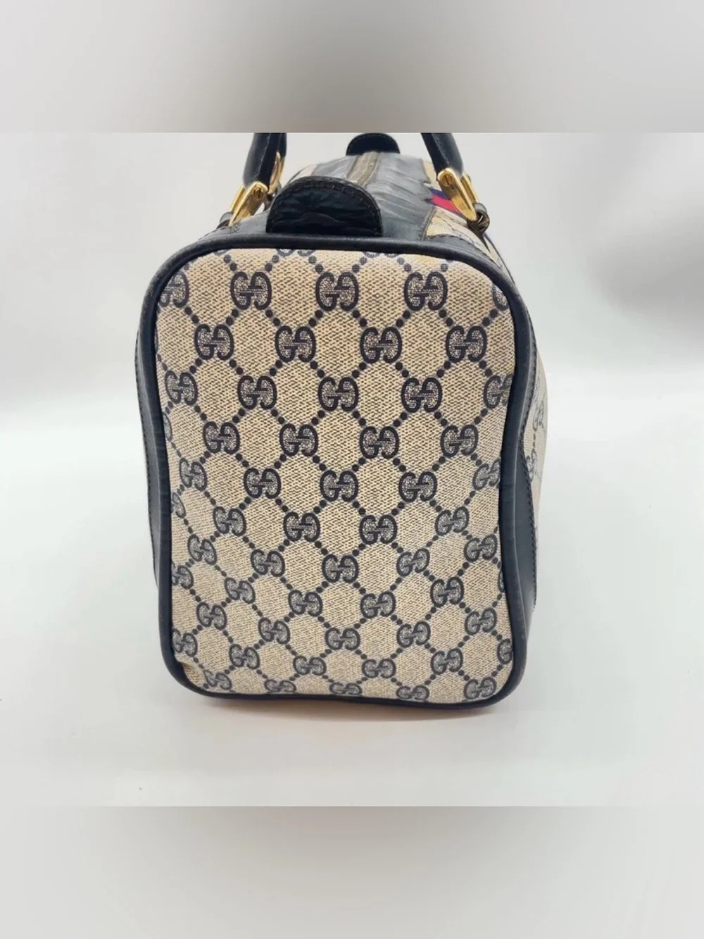 ✨Final Price✨Gucci GG Supreme Sherry Line Navy Mini Boston Bag~AS IS w/callouts - Picture 4 of 16